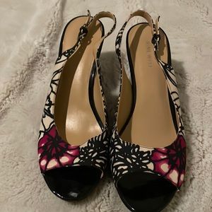Nine West high heeled floral sling back